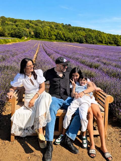 Lavender fields at Castle Farm in Kent with the family, mid-July 2026